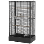 PawHut Cage à oiseaux volière avec portes perchoirs cage pour canaris perruches perroquets 61 x 36,5 x 98 cm noir