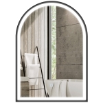 HOMCOM Miroir salle de bain avec éclairage 50 x 70 cm, miroir LED arqué, anti-buée, 3 couleurs lumière, dimmable, mémoire, noir