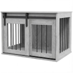 PawHut Cage caisse pour chien animaux intérieur porte coulissante, métal effet bois, dim. 57H x 80L x 54l cm