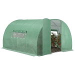 Outsunny Serre de Jardin Tunnel 12 m² 4L x 3l x 2H m Acier galvanisé renforcé + PE Haute densité fenêtres Porte Vert