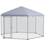 PawHut Enclos poulailler extérieur 10 m² parc grillagé 400 x 346 x 263 cm - espace couvert - 10-15 poules