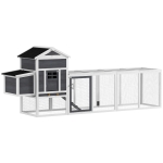PawHut Poulailler en bois poulailler pour poules extérieur avec pondoir bac amovible en bois massif 297,5 x 68 x 118 cm blanc
