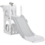 AIYAPLAY Toboggan pour enfants 5 en 1 avec panier de basket escalade télescope espace de rangement 70 x 177 x 92 cm gris