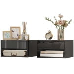 HOMCOM Lot de 2 tables de chevet murales, tables de nuit, tiroir, compartiment ouvert, plateau, 37 x 32 x 21 cm, noir