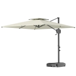 Outsunny Parasol déporté carré 2,5 x 2,5 m, parasol de jardin extérieur, Double Toit, inclinable, 2 bases, manivelle, Crème