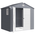 Outsunny Abri de jardin en résine 4,56 m² avec kit de fondation galvanisé structure en aluminium 240 x 190 x 228 cm gris foncé