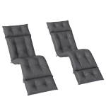 Outsunny Lot de 2 coussins de chaise longue coussin bain de soleil épais, confortable - 6 attaches, 190 x 56 x 10 cm, gris foncé
