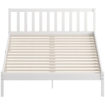HOMCOM Cadre de lit en bois massif 140x190 cm lit simple avec tête de lit et sommier à lattes solide pour enfants adultes