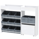 AIYAPLAY Étagère à jouets pour enfants étagère à livres 11 bacs de rangements en tissu non tissé 105 x 30 x 80 cm blanc