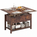 HOMCOM Table basse relevable et extensible table de salon avec compartiment caché étagère ouverte 100x45x50,5cm brun rustique