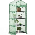Outsunny Serre de jardin PE avec étagères 4 niveaux, serre de balcon, bâche renforcée 140 /m², châssis en acier, porte zippée enroulable, pour légumes plantes, intérieur extérieur, 70x50x160cm, vert