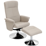 HOMCOM Fauteuil relax inclinable 135° pivotant 360° avec repose-pieds revêtement tissu beige