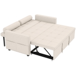 HOMCOM Canapé convertible 2 places 3 en 1 canapé-lit avec lit gigogne double dossier réglable 2 coussins 80,5x137,5x84cm beige