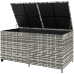 Outsunny Coffre de jardin en résine tressée, coffre de rangement extérieur 650 L imperméable avec doublure zippée
