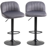 HOMCOM Lot de 2 tabourets de bar design contemporain avec repose-pieds hauteur réglable et pivotant gris