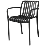 Outsunny Lot de 4 Chaises de Jardin Empilables avec Dossier Incurvé et Accoudoirs, pour Piscine Terrasse, 55x58,5x81,5cm, Noir