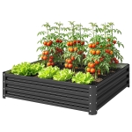 Outsunny Carré potager de jardin acier galvanisée 120 x 120 x 30 cm gris