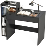 HOMCOM Bureau avec rangement, bureau d'ordinateur avec 3 étagères de rangement et tiroir, 100 x 40 x 90 cm, noir