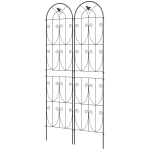 Outsunny Support pour Plantes Grimpantes avec Oiseaux Lot de 2 Treillis de Jardin pour Légume Vigne Fleur Métal 50 x 220 cm Noir