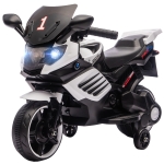 AIYAPLAY Moto électrique enfants 6 V, voiture électrique enfants avec roues d'entraînement, effets lumineux et sonores, blanc