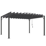 Outsunny Pérgola de Jardín 3x4 m con Protección UPF 50+ Gazebo con Techo Ajustable Estructura de Aluminio para Exterior Gris