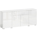 HOMCOM Hoogglans-dressoir, moderne buffetkast met 4 deuren en verstelbare planken, soft-close keukenkast, wit
