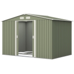 Outsunny Abri de jardin 5,4 m² 2,77 x 1,95 x 1,92 m kit de fondation porte coulissante ventilations acier galvanisé, vert clair