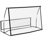 SPORTNOW Rebounder voor voetbal, 2-in-1 tweezijdig opvouwbare reboundwand met terugspringend net, 200 x 94cm, zwart