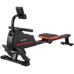 SPORTNOW Vogatore Magnetico per Muscolazione con Bluetooth Connesso, 16 Livelli di Resistenza, 135x42x72 cm, Rosso