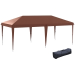 Outsunny Carpa Plegable 6x3 m con Altura Ajustable en 3 Niveles Bolsa de Transporte Anti-UV y Marco de Acero Café