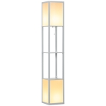 HOMCOM Modern Shelf Floor Lamp with Dual Ambient Light, Standing Lamp Living Room, Bedroom, 156cm, Grey