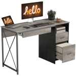 HOMCOM Bureau d'ordinateur, 120×50cm, bureau avec rangement, plateau clavier, compartiment ouvert et 2 tiroirs, gris