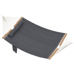 Outsunny Hängematte Outdoor 200x140cm, zweilagig Hängematte mit Kopfstütze Magazintasche Holzstäbe bis 200kg
