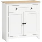HOMCOM Comodă dulap de bucătărie cu sertar, două uși, poliță reglabilă, pentru living, 78,5 x 35 x 80 cm Alb