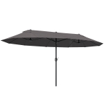 Outsunny Ombrellone da Giardino Doppio da Giardino 4.6x2.7 m a 12 Stecche con Prese d'Aria e Manovella, Ombrellone per Esterno in Acciaio e Poliestere, Anti UV, per Balcone e Terrazza, Grigio