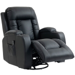 HOMCOM Fauteuil inclinable de massage et chauffage, fauteuil de relaxation, dossier réglable, pivotant 360°, 82x99x103cm, noir