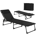 Outsunny Espreguiçadeira Dobrável e Ajustável em 4 Posições Espreguiçadeira Reclinável de Jardim para Exterior  197x58x76cm Preto