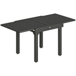 Outsunny Masă Extensibilă cu Șipci pentru Grădină, 4-6 Persoane, din Aluminiu și Oțel, 80/160x80 cm, Negru