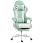 HOMCOM Sedia Gaming con Massaggio Lombare a Vibrazione, Reclinabile 155°, Altezza Regolabile, Poggiatesta e Poggiapiedi Retrattile, Azzurro