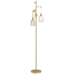 HOMCOM 3-Light Floor Lamp, 170cm Industrial Dimmable Standing Lamp with Steel Wire Cage Lampshades for Living Room, Bedroom, Dining Room, Study, Bulb Not Included, Gold Tone