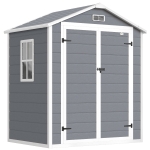 Outsunny Căsuță de Grădină cu Fereastră și Uși Duble din PP și Aluminiu, 183x134x210 cm, Gri