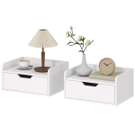HOMCOM Lot de 2 tables de chevet murales tables de nuit suspendues tiroir plateau aspect bois dim. 40L x 30l x 19,5H cm