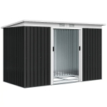 Outsunny Caseta de Exterior 280x130x172 cm Cobertizo de Jardín con Puertas Correderas Base y Ventilaciones Gris Oscuro