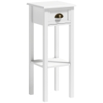 HOMCOM Mesa Auxiliar Moderna, Mesa Auxiliar para Sofá, con Cajón y Estante, Mesita de Noche para Salón, Dormitorio, 30x30x75 cm, Blanco