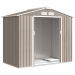 Outsunny Căsuță de Grădină din Metal cu Guri de Aerisire și Uși Duble Culisante, 2,1x1,3m, Maro Deschis