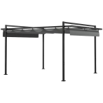 Outsunny Cenador de Jardín 3x4 m con Techo Retráctil de Poliéster y 12 Orificios de Drenaje Pérgola para Terraza Gris Oscuro