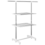 HOMCOM Turmwäscheständer ausziehbar Standtrockner mit 3 Ebenen klappbare Flügel Rollen 154 cm Weiß