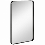 HOMCOM Rectangular Wall Mirror, 90 x 60 cm Wall Mounted Bathroom Mirror with Aluminium Alloy Frame and Tempered Glass, Black