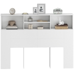 HOMCOM Tête de lit sur pied avec rangements, accessoire de lit 4 compartiments ouverts, 140 x 19 x 103,5 cm, blanc