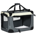 PawHut 60cm Foldable Pet Carrier, with Cushion, for Miniature Dogs and Cats - Grey